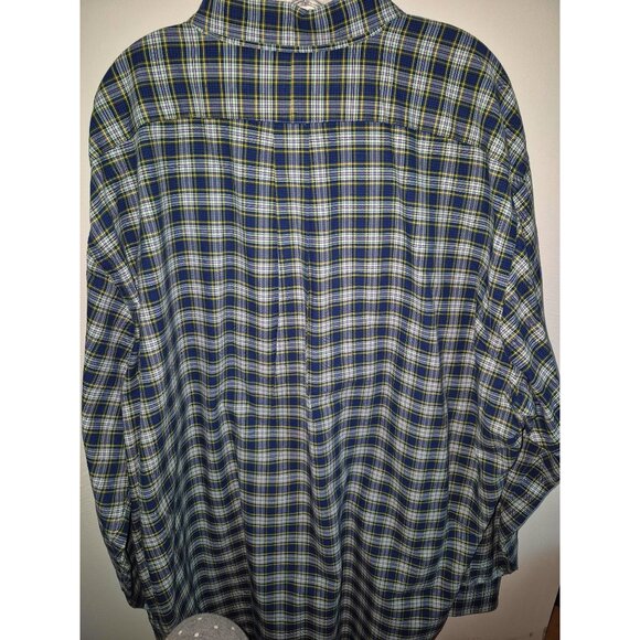 Ralph Lauren Mens 3XLT Classic Fit Button-Down Plaid Shirt Navy/Yellow - Picture 8 of 10